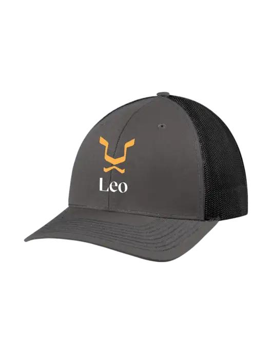 Richardson Adjustable Snapback Original 112 Trucker Cap Dark Grey w/Black Mesh w/Leo Logo