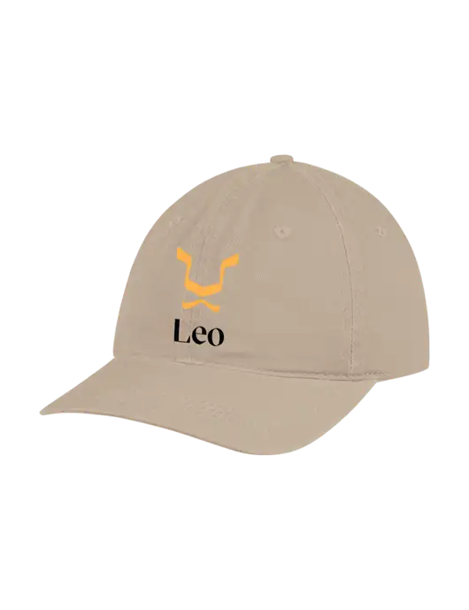 Garment Washed Unstructured Twill Tan Cap w/Leo Logo