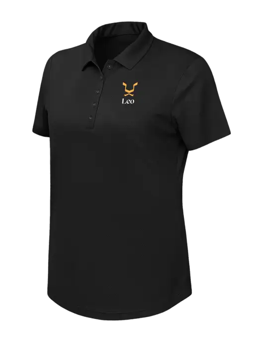 Callaway Womens Birdseye Black Polo w/Leo Logo