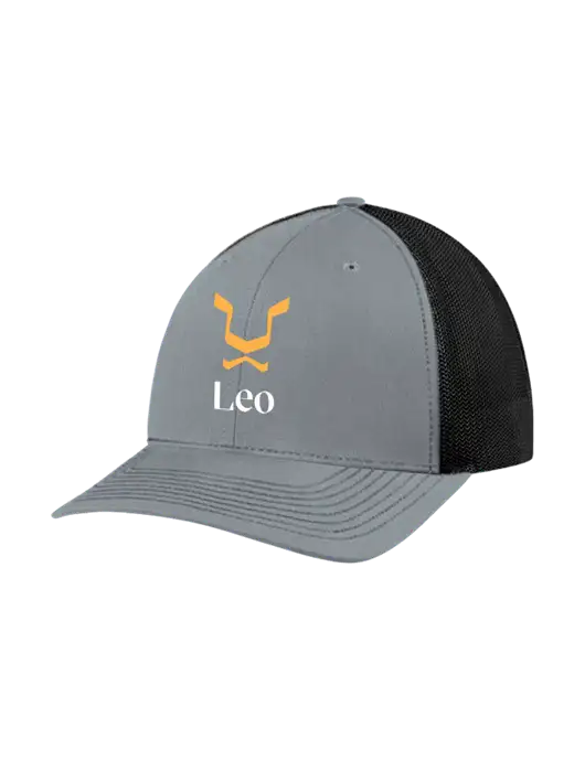 Richardson Adjustable Snapback Original 112 Trucker Cap Heather Grey w/Black Mesh w/Leo Logo