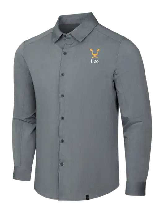 OGIO Medium Grey Heather Commuter Woven Shirt w/Leo Logo