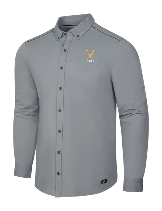 OGIO Medium Grey Heather Modern Code Stretch Button-Up Shirt w/Leo Logo