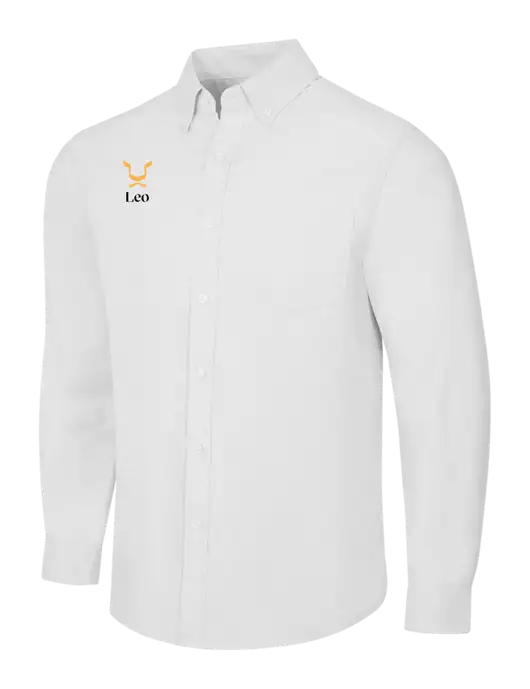White SuperPro Oxford Shirt w/Leo Logo