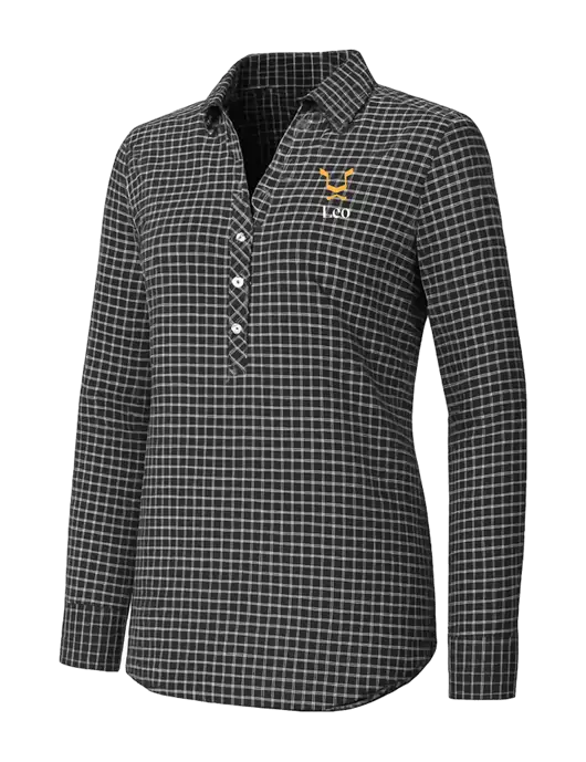 Womens Dark Grey/White City Stretch Shirt w/Leo Logo