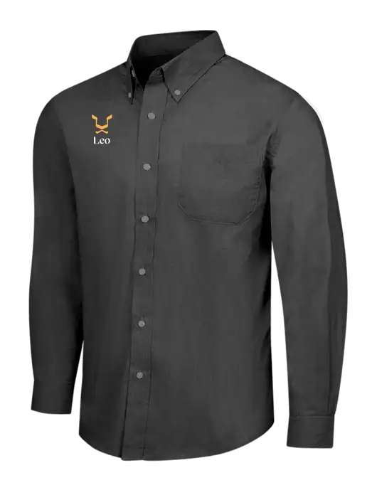 Soft Black Crosshatch Easy Care Shirt w/Leo Logo