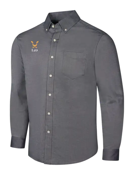 Dark Grey SuperPro Oxford Shirt w/Leo Logo