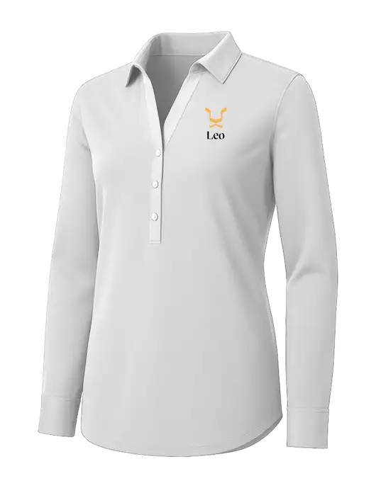 Womens White City Stretch Shirt w/Leo Logo