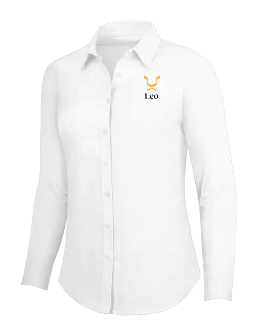 White Womens SuperPro Oxford Shirt w/Leo Logo