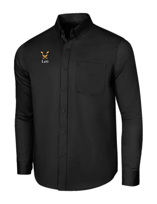 Long Sleeve Deep Black Superpro React Twill Shirt w/Leo Logo