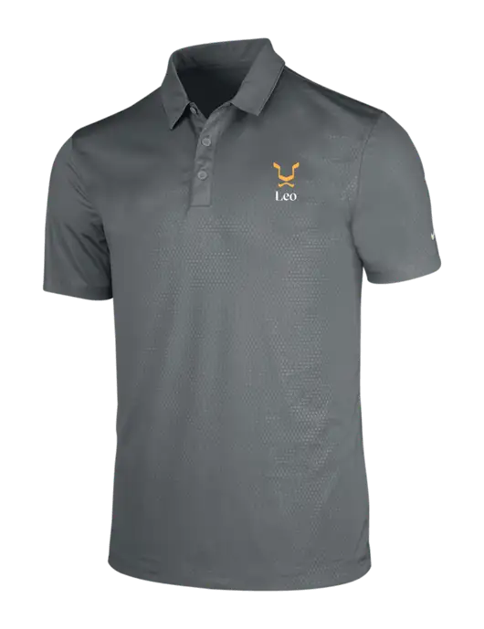 NIKE Medium Grey Dri-Fit Embossed Tri-Blade Polo w/Leo Logo