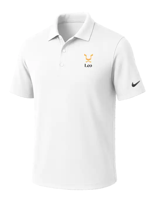 NIKE White Dri-Fit Micro Pique Polo w/Leo Logo