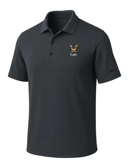 NIKE Dark Grey Dri-Fit Micro Pique Polo w/Leo Logo