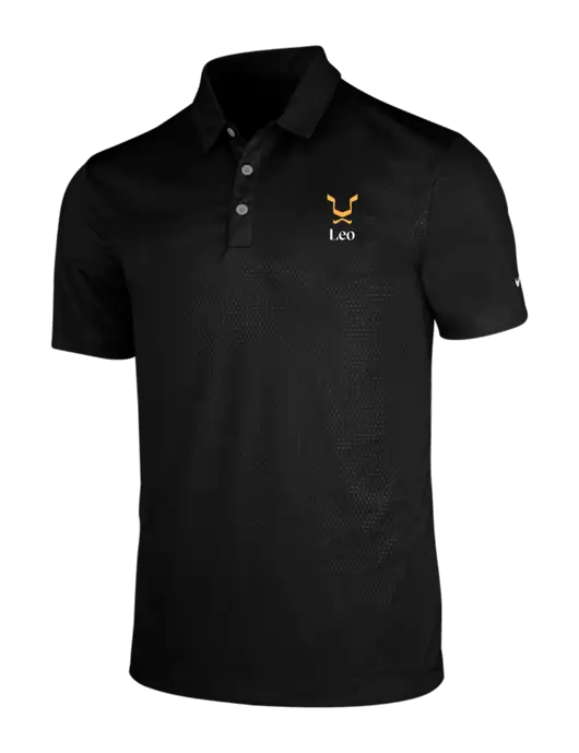 NIKE Black Dri-Fit Embossed Tri-Blade Polo w/Leo Logo