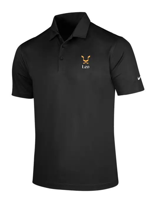 NIKE Black Dri-Fit Vertical Mesh Polo w/Leo Logo