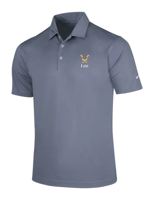 NIKE Medium Grey Dri-Fit Vertical Mesh Polo w/Leo Logo