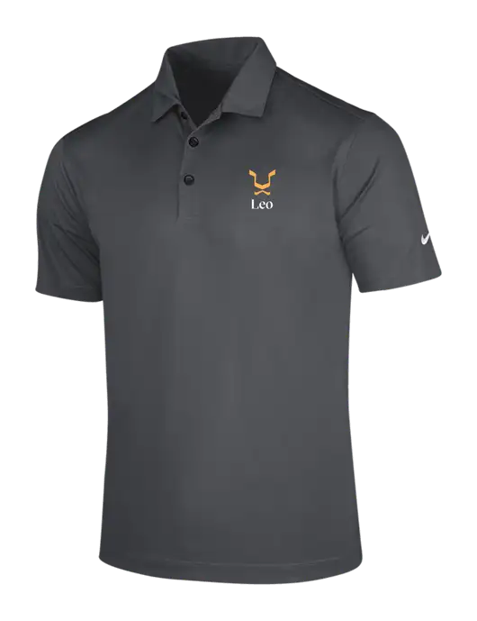 NIKE Dark Grey Dri-Fit Vertical Mesh Polo w/Leo Logo