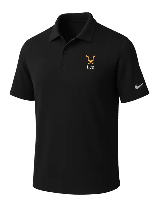 NIKE Black Dri-Fit Micro Pique Polo w/Leo Logo