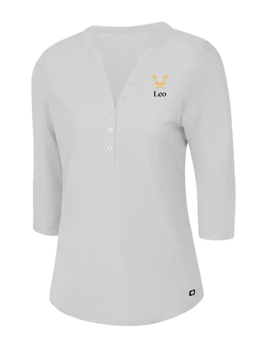 OGIO Bright White Jewel Henley w/Leo Logo
