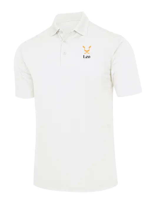 White Micropique Sport-Wick Polo w/Leo Logo