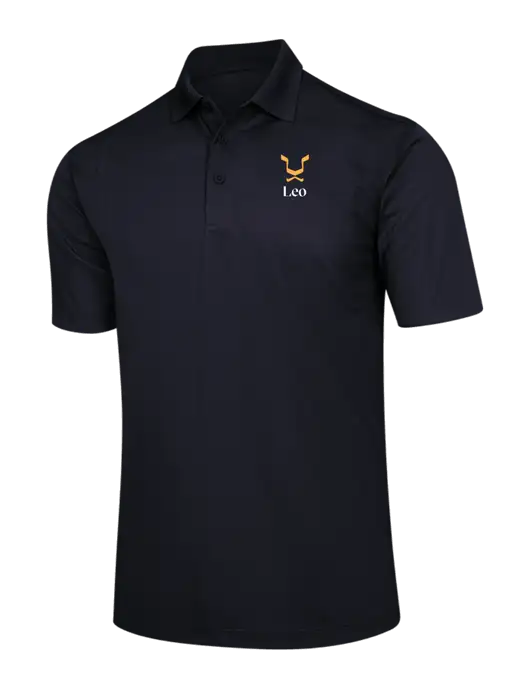 Black Micropique Sport-Wick Polo w/Leo Logo