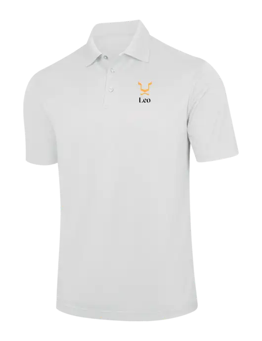 White Performance Fine Jacquard Polo w/Leo Logo
