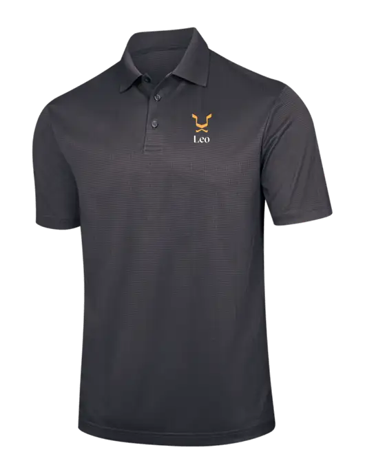 Dark Grey Performance Fine Jacquard Polo w/Leo Logo