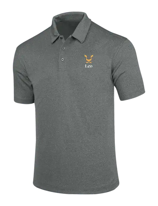 Charcoal Trace Heather Polo w/Leo Logo