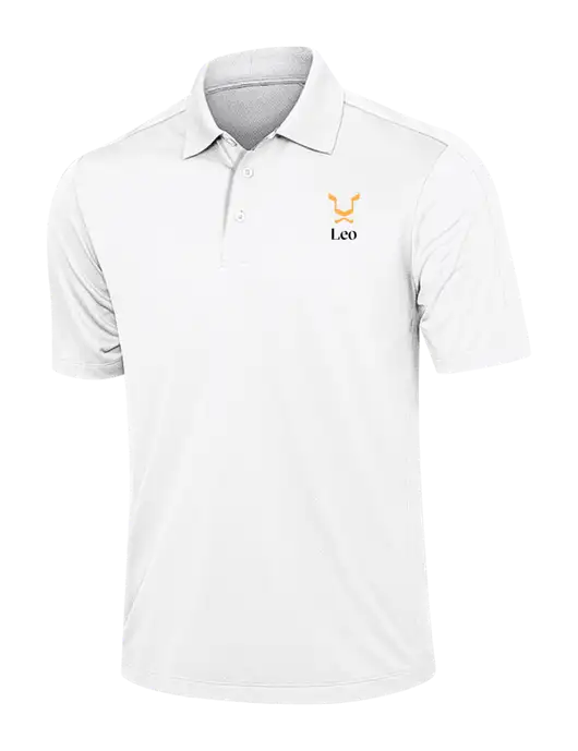 White Diamond Textured Jacquard Polo w/Leo Logo