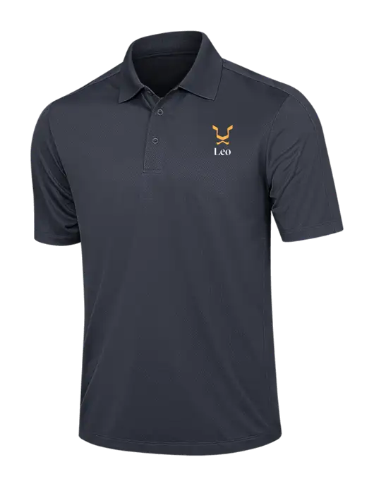Dark Grey Diamond Textured Jacquard Polo w/Leo Logo