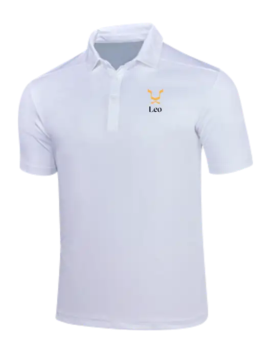 White Posi-UV Pro Polo w/Leo Logo