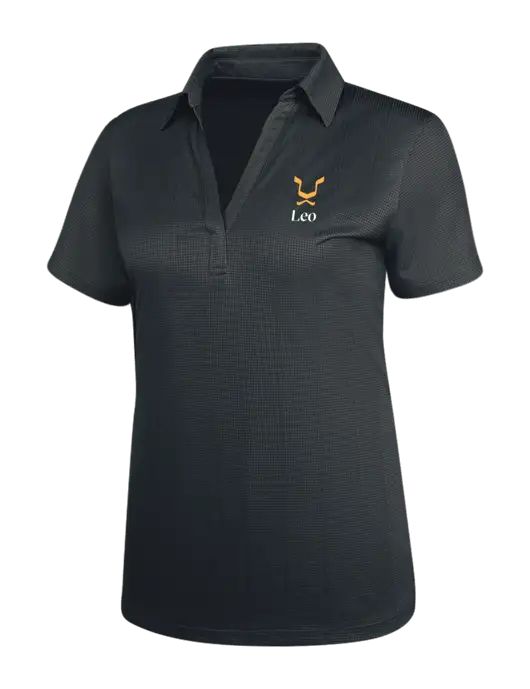 Dark Grey Womens Performance Fine Jacquard Polo w/Leo Logo