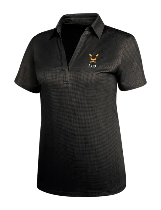 Black Womens Performance Fine Jacquard Polo w/Leo Logo