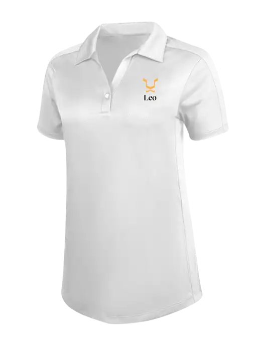 Womens White Diamond Jacquard Polo w/Leo Logo