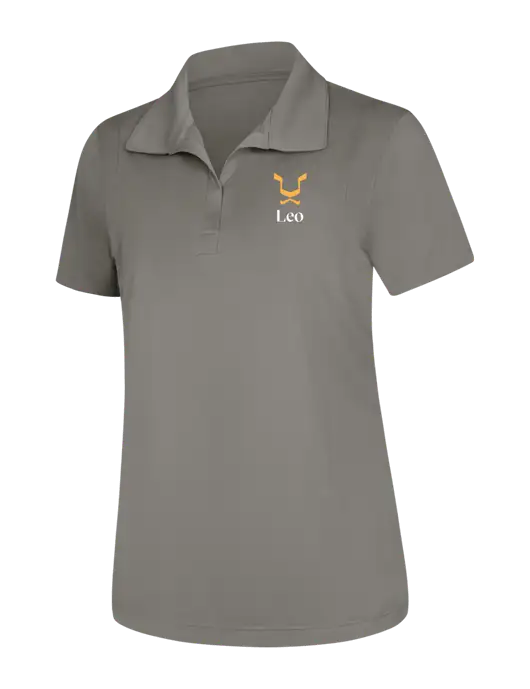 Womens Medium Grey Micropique Sport-Wick Polo w/Leo Logo