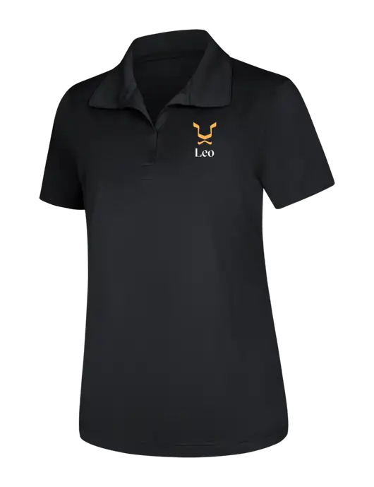 Womens Black Micropique Sport-Wick Polo w/Leo Logo
