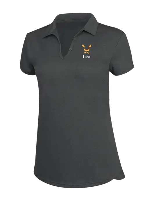 Womens Charcoal Trace Heather Polo w/Leo Logo