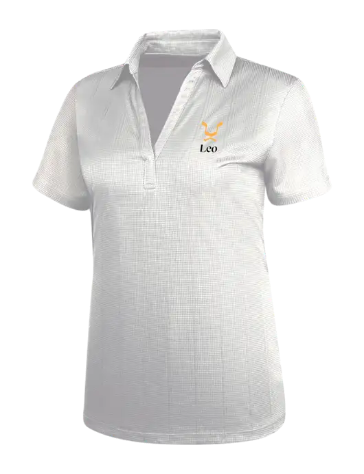 White Womens Performance Fine Jacquard Polo w/Leo Logo