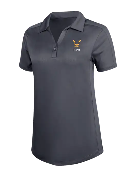 Womens Dark Grey Diamond Jacquard Polo w/Leo Logo