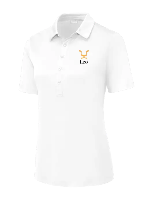 White Womens Posi-UV Pro Polo w/Leo Logo