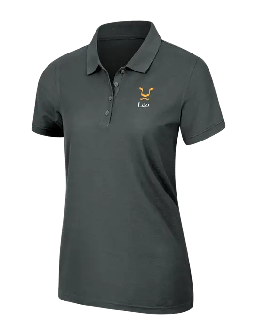Dark Grey Womens Core Classic Pique Polo w/Leo Logo