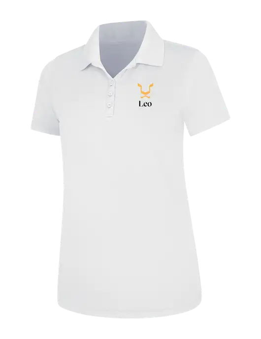 White Womens Dry Zone UV Mesh Polo w/Leo Logo