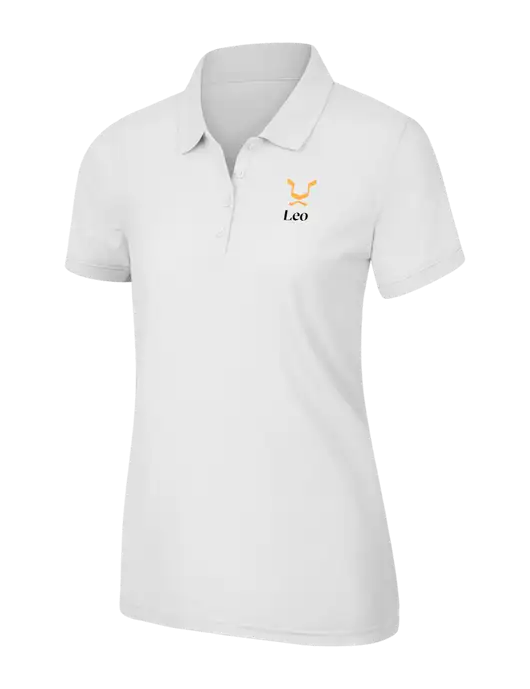 White Womens Core Classic Pique Polo w/Leo Logo