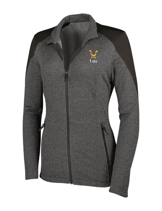 Medium Grey Heather Womens Grid Fleece Jacket w/Leo Logo