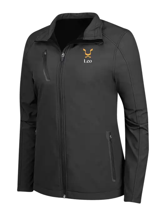 Black Womens Welded Softshell Jacket w/Leo Logo