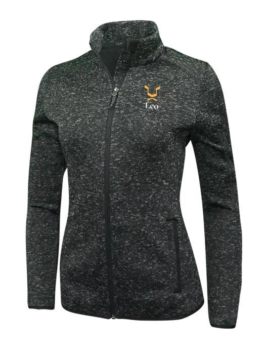 Black Heather Womens Sweater Fleece Jacket w/Leo Logo