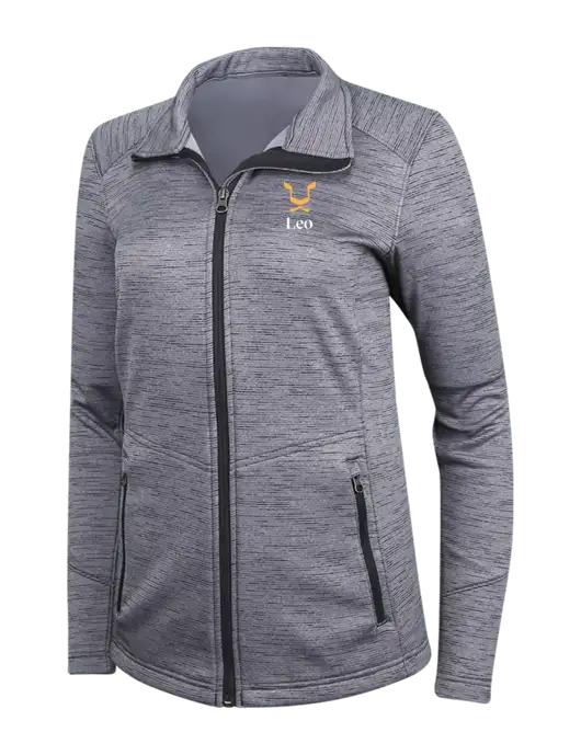 Medium Grey Womens Digi Stripe Fleece Jacket w/Leo Logo