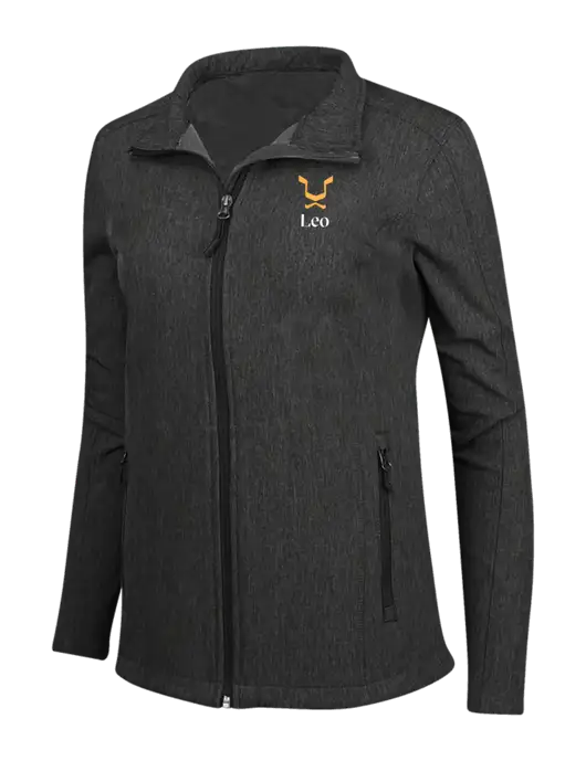 Black Charcoal Heather Womens Core Soft Shell Jacket w/Leo Logo
