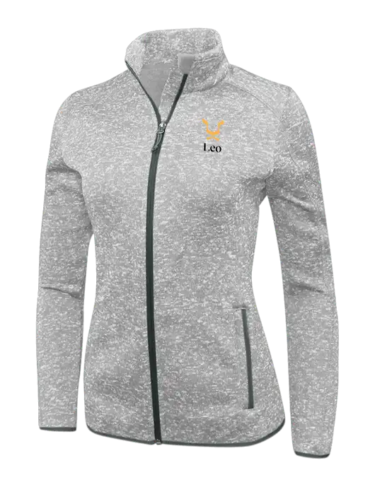 Grey Heather Womens Sweater Fleece Jacket w/Leo Logo