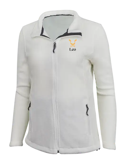 Womens White Fleece Jacket w/Leo Logo