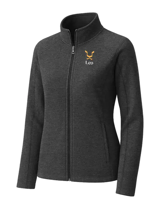Charcoal Womens Heather Microfleece Full-Zip Jacket w/Leo Logo